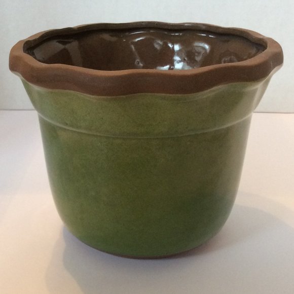 NAPCO Other - NAPCO GREEN & BROWN FLOWER POT PLANTER GLASS